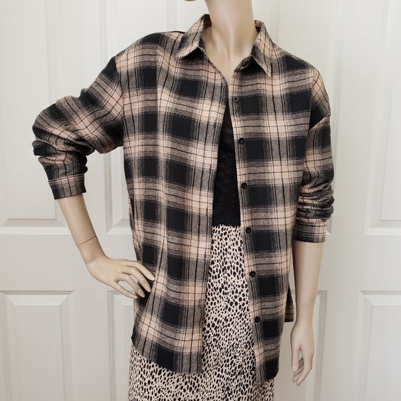 Shein Plaid Button Up Flannel Shirt SZ M - Picture 2 of 9